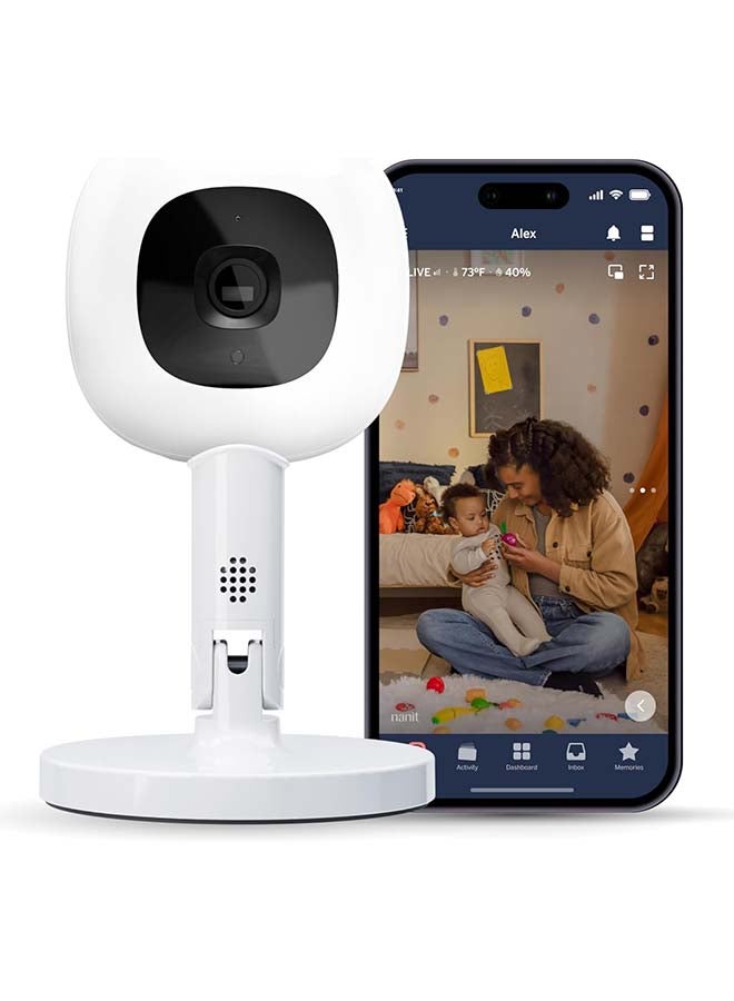 Nanit Pro 1080p HD Smart Baby Monitor & Flex Duo Stand, Featuring Split Screen and Alert Zone Function, Includes Small Breathing Band, White - Image 1